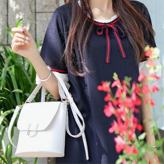 Frill-trim Beribboned Shift Dress