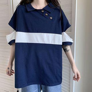 Asymmetrical Short-sleeve Polo Shirt
