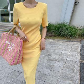 Waffle Long Sheath Dress