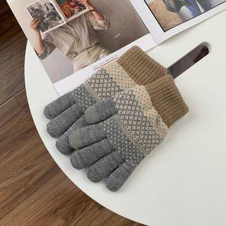 Patterned Touchscreen Knit Gloves