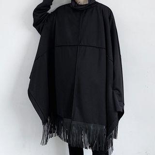 Batwing-sleeve Fringed Cape