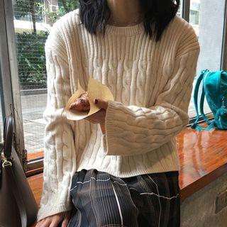 Cropped Cable Knit Sweater