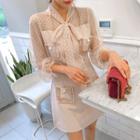 Tulle-yoke A-line Minidress