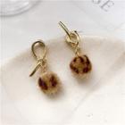 925 Sterling Silver Leopard Print Pom Pom Drop Earring 1 Pair - Earrings - One Size