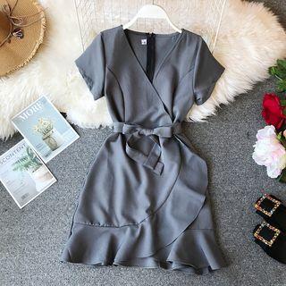 Short-sleeve Mermaid Wrap Dress