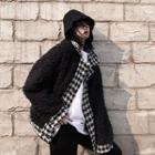 Houndstooth Fleece Loose-fit Jacket As Figure - One Size