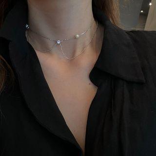 Pearl Layered Sterling Silver Choker 925 Silver - Silver - One Size