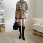 Pocket-detail Faux Leather Shorts