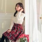 Lace Rosette Mock Two-piece Dress