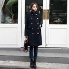 Funnel-neck Metal-button Military Coat