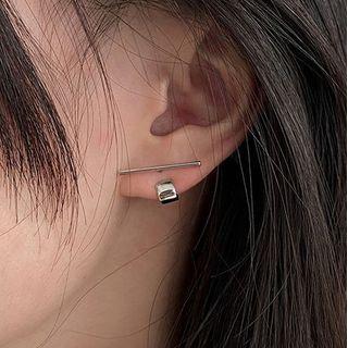 Bar Alloy Swing Earring 1 Pair - Eh1094 - Stud Earrings - Silver - One Size