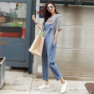 Patch-pocket Linen Blend Jumper Pants