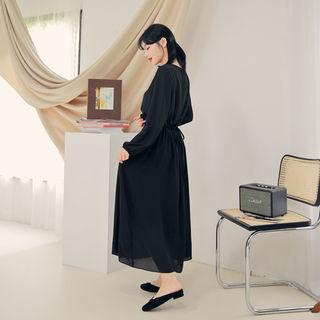 Lovb Gathered Chiffon Maxi Dress