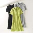 Short-sleeve Mini A-line Polo Shirt Dress