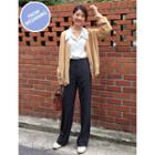 Hidden Band-waist Wide-leg Pants