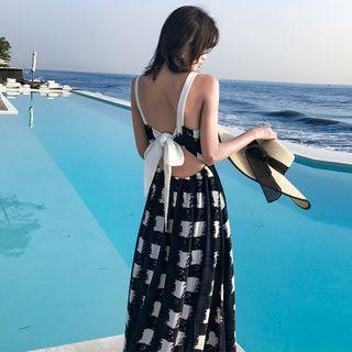 Plaid Open-back Maxi Sundress