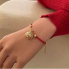Money Bag Alloy Faux Pearl Red String Bracelet 1 Pc - A3478 - Gold & Red - One Size