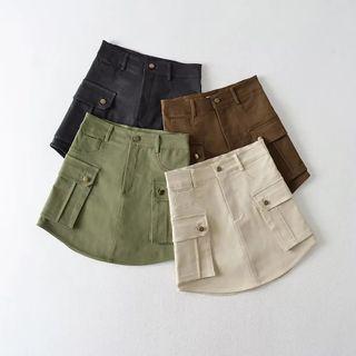 Pocket A-line Cargo Mini Skirt