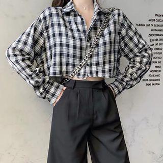 Set: Plaid Shirt + Knee-length Shorts