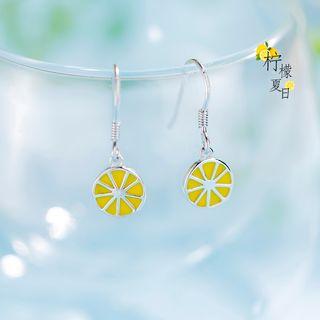 925 Sterling Silver Lemon Dangle Earring 1 Pair - Silver - One Size