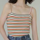 Rainbow Striped Sleeveless Knit Top Stripe - One Size