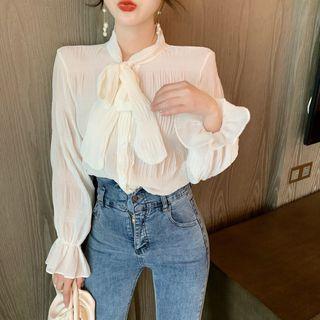 Tie-neck Crinkle Chiffon Blouse