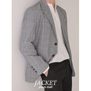 Linen Blend Glen-plaid Blazer