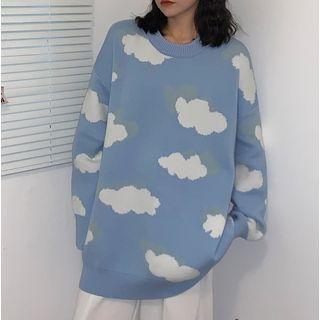 Cloud Print Crew-neck Sweater