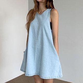 Denim A-line Tank Dress Blue - One Size