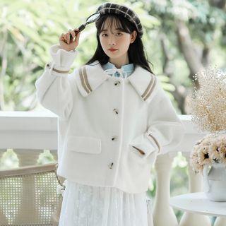 Contrast Trim Collar Cropped Jacket