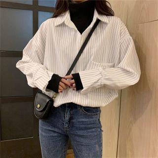 Long-sleeve Turtle-neck Printed Shirt