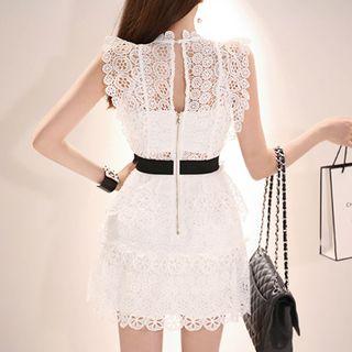 Sleeveless Cold Shoulder Lace Mini Dress