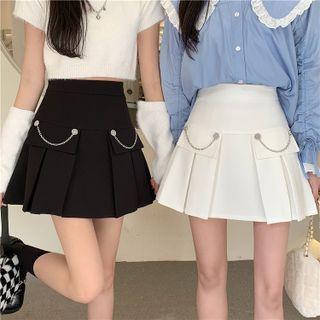 Chain Detail Mini Pleated Skirt