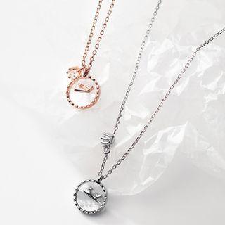 Whale Disc Shell Pendant Sterling Silver Necklace