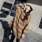 Striped Mock Neck Sweater Dress Stripes - Khaki - One Size