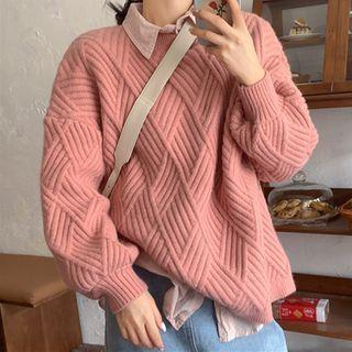 Ribbed Knit Sweater Pink - One Size