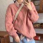 Ribbed Knit Sweater Pink - One Size