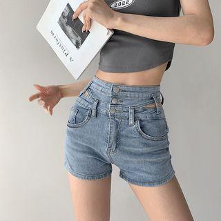 Cutout-wasitline Denim Hot Shorts