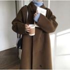 Double Breast Woolen Coat Brown - One Size