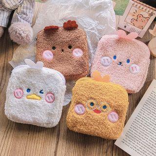Embroidered Fleece Animal Pouch