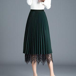 Velvet High-waist Midi Accordion Pleat Skirt