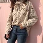 Tie Neck Dotted Shirt