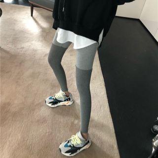 Color Panel Leggings Gray & Dark Gray - One Size