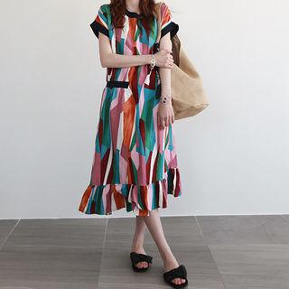 Multicolor Ruffled Midi Dress