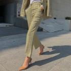 Office Look Plaid Boot-cut Pants