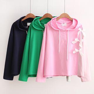 Bow Accent Hoodie Blue - One Size