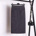 Detail Pocket Slit Knit Skirt