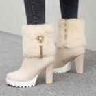 Faux Leather Chunky-heel Platform Mid-calf Snow Boots
