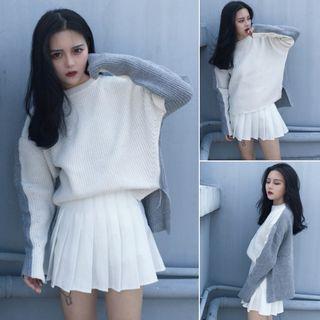 Two-tone Chunky Knit Sweater