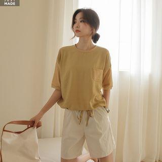 Pocket-front Drawstring T-shirt